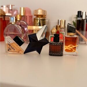 Prada, Mugler, Valentino and YSL perfume mini’s